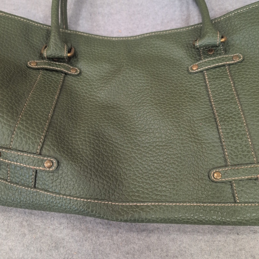 Estee Lauder Olive Green Pebbled Faux Leather Tote Bag with Cosmetic Pouch Set - Picture 2 of 7
